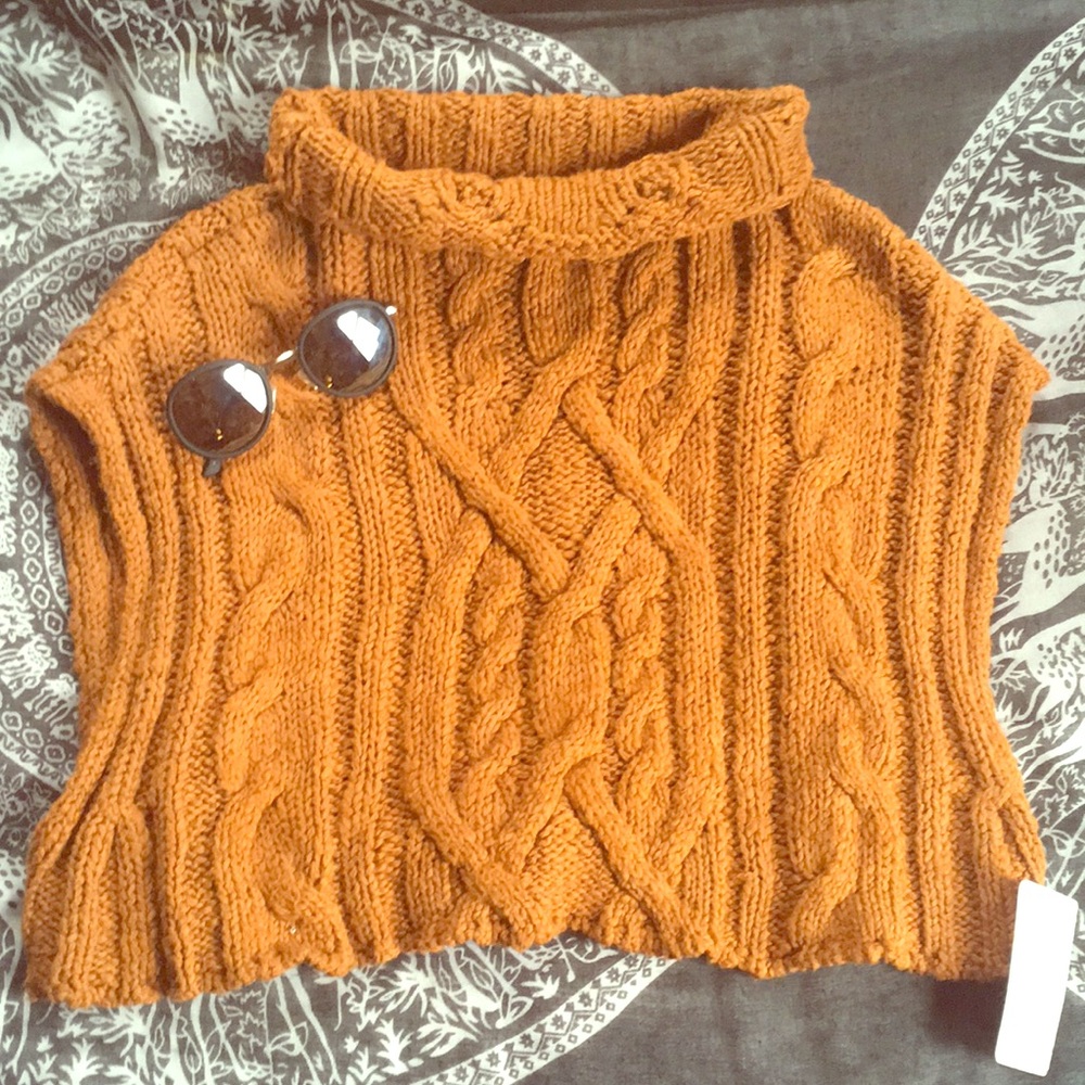 Free People Cropped Twisted Cable Sweater